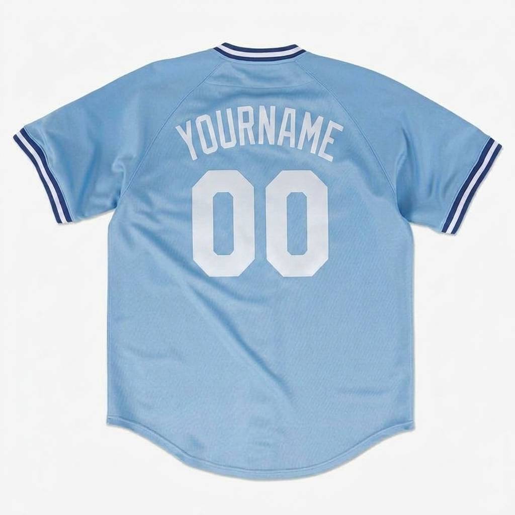 Custom Light Blue & White/Navy Baseball Classic Jersey