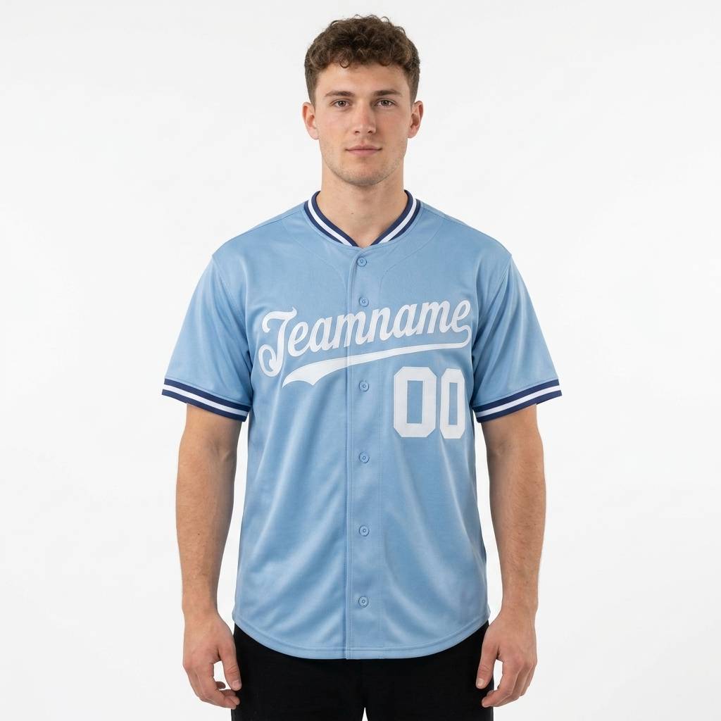 Custom Light Blue & White/Navy Baseball Classic Jersey