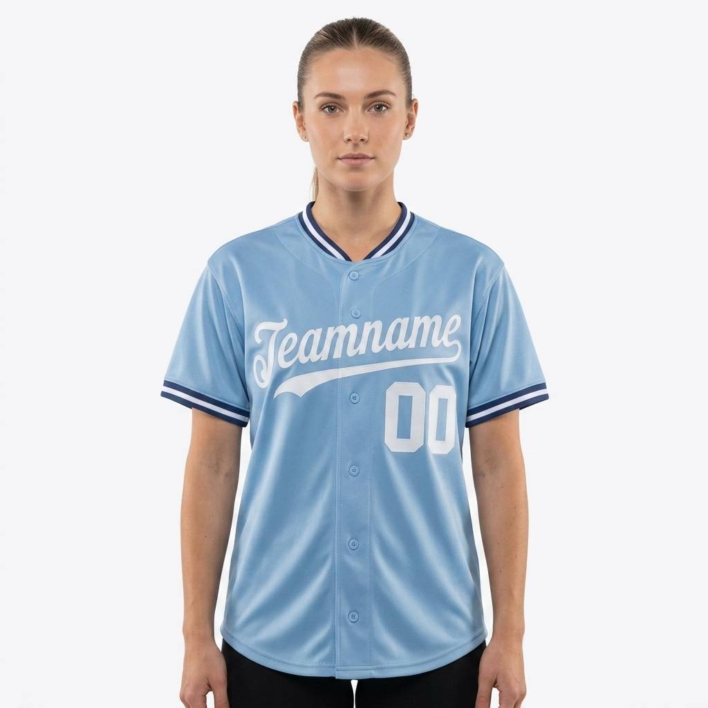 Custom Light Blue & White/Navy Baseball Classic Jersey