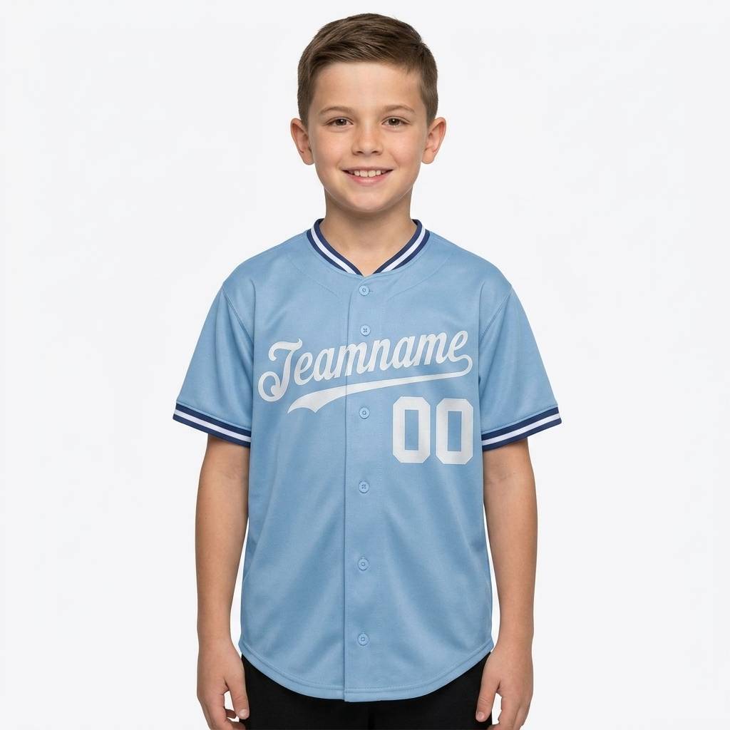Custom Light Blue & White/Navy Baseball Classic Jersey