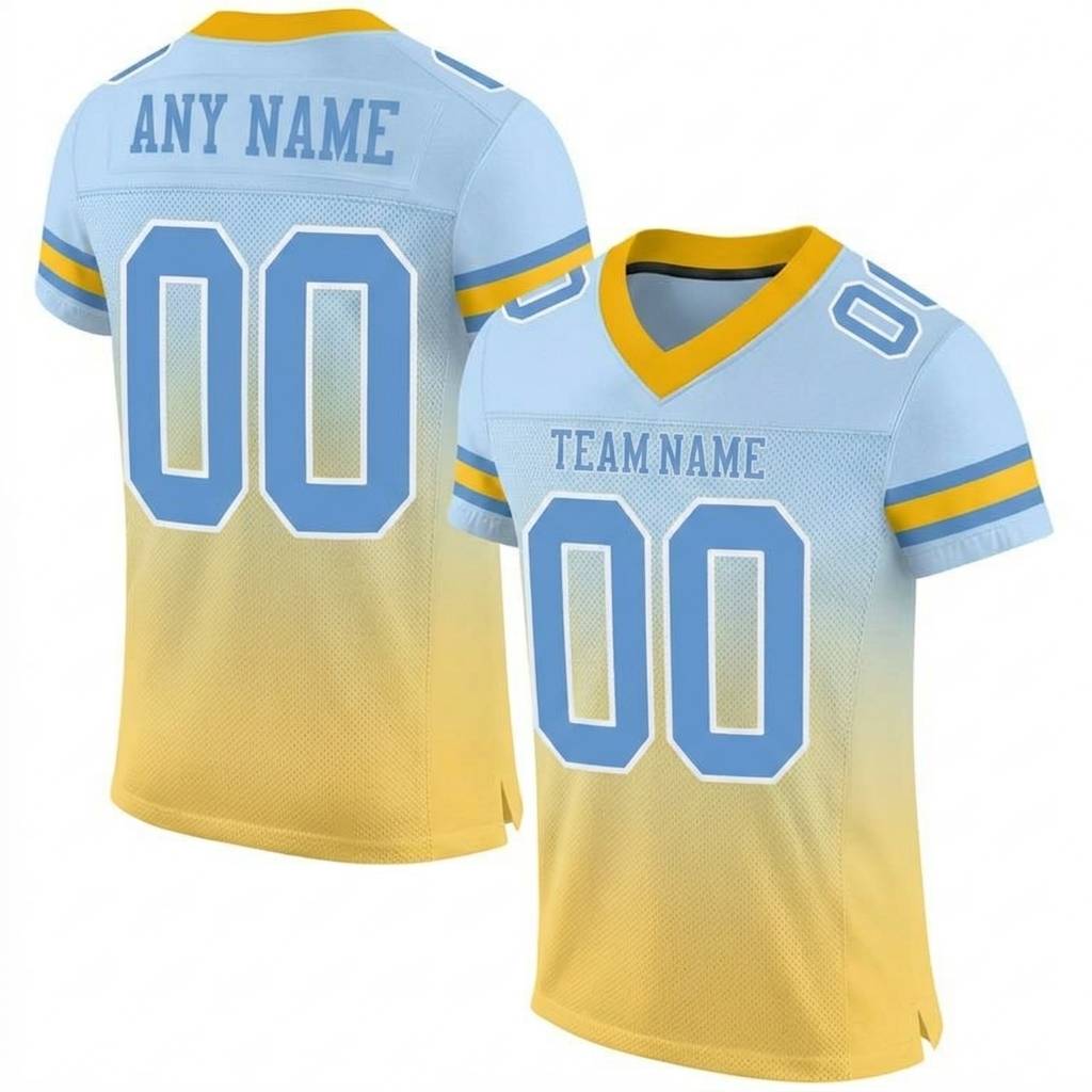 Custom Light Blue & Yellow Gradient Football Jersey