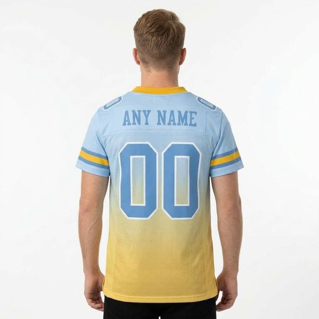 Custom Light Blue & Yellow Gradient Football Jersey