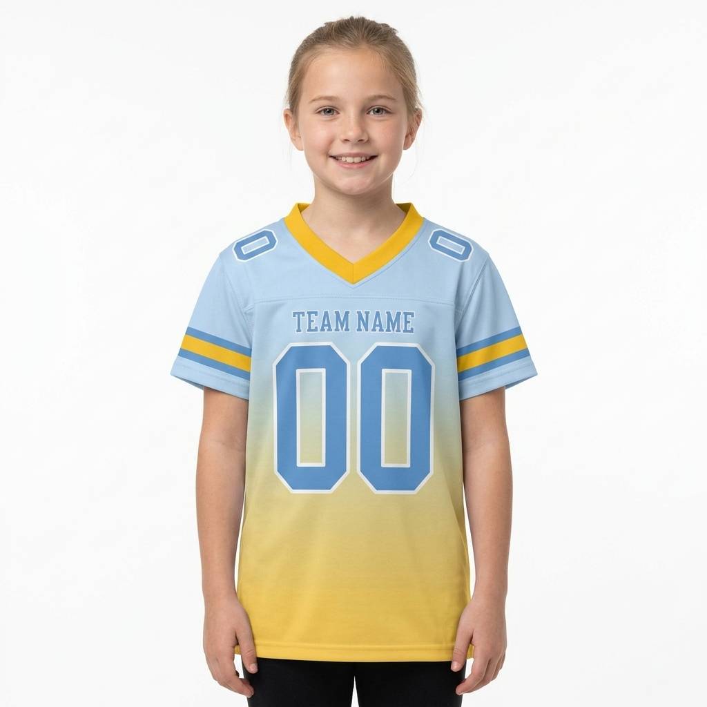 Custom Light Blue & Yellow Gradient Football Jersey