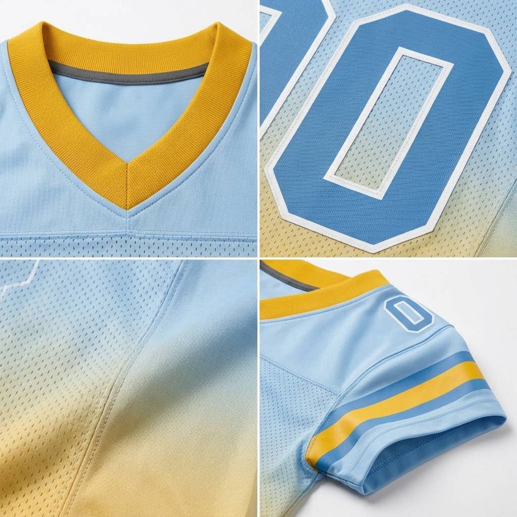 Custom Light Blue & Yellow Gradient Football Jersey