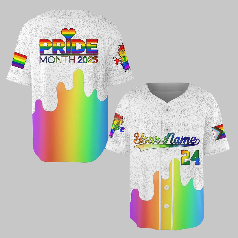 Custom Name Number Baseball White Jersey for LGBT