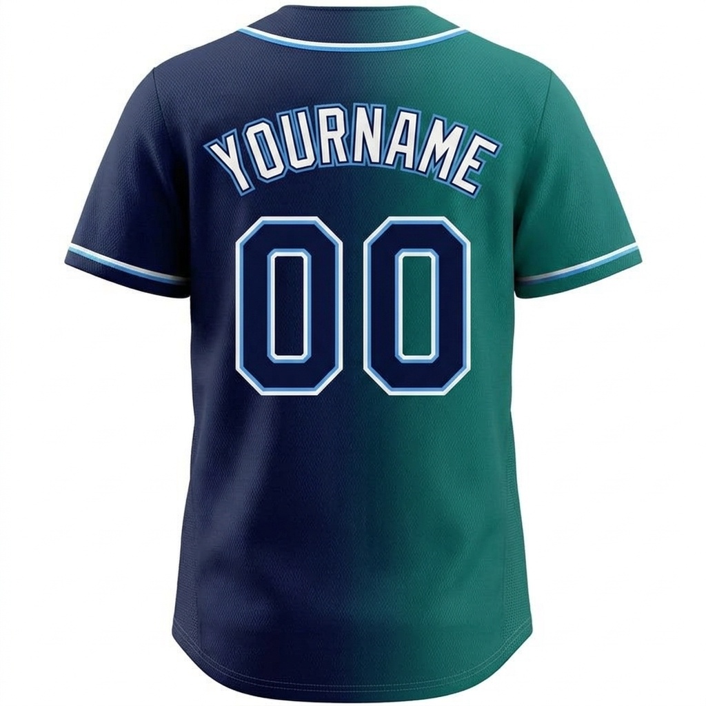 Custom Navy & Green/White Gradient Fashion Baseball Jersey