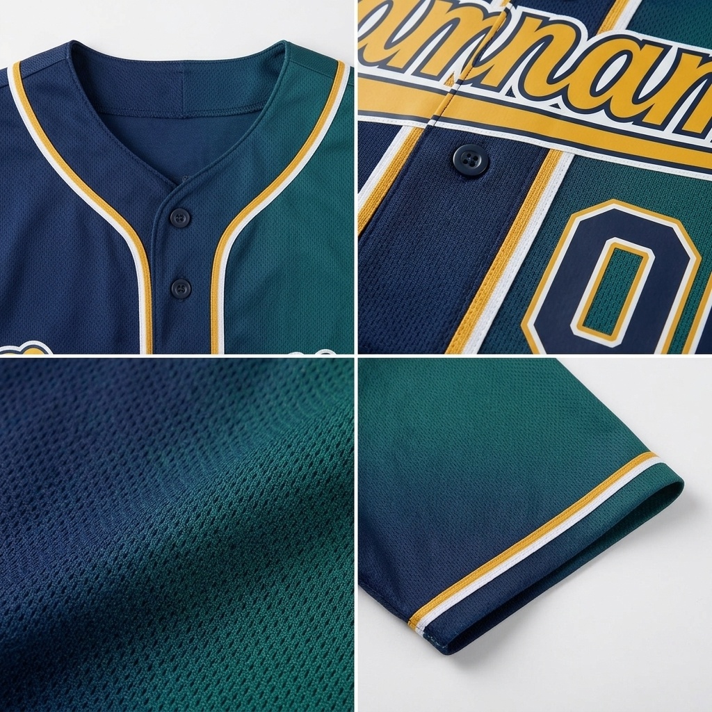 Custom Navy & Green/Yellow Gradient Fashion Baseball Jersey