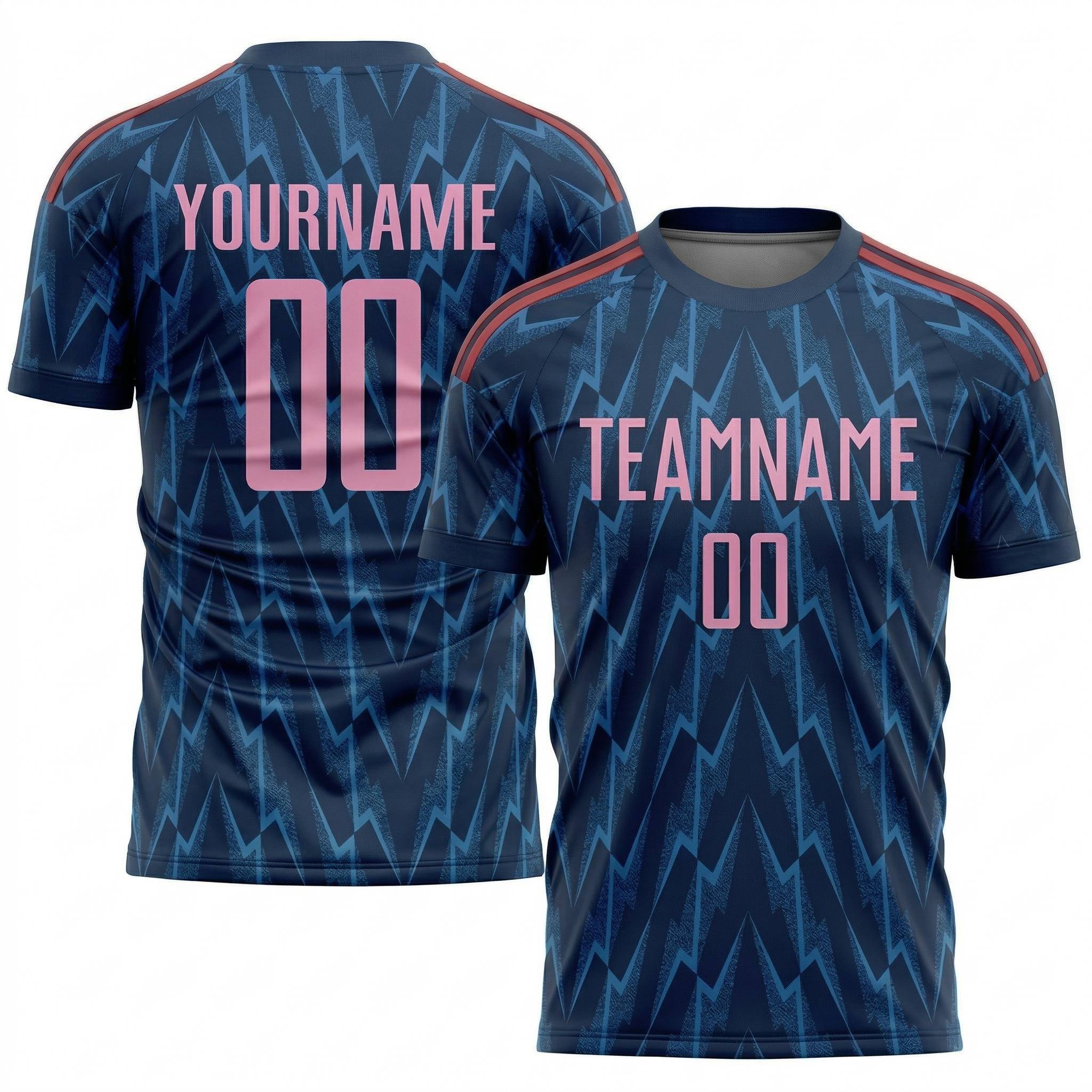 Custom Navy & Pink Custom Soccer Jersey