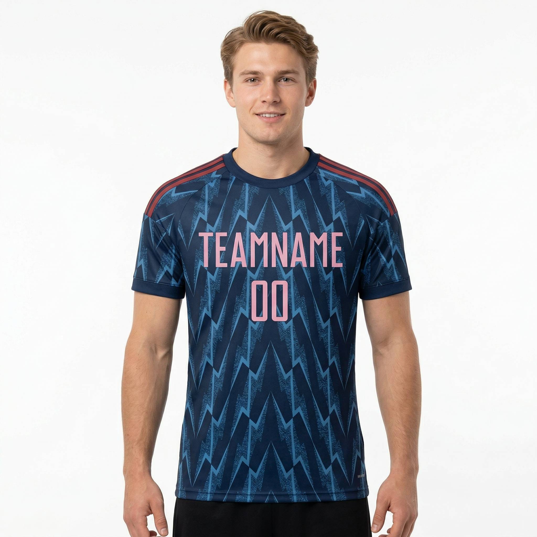 Custom Navy & Pink Custom Soccer Jersey