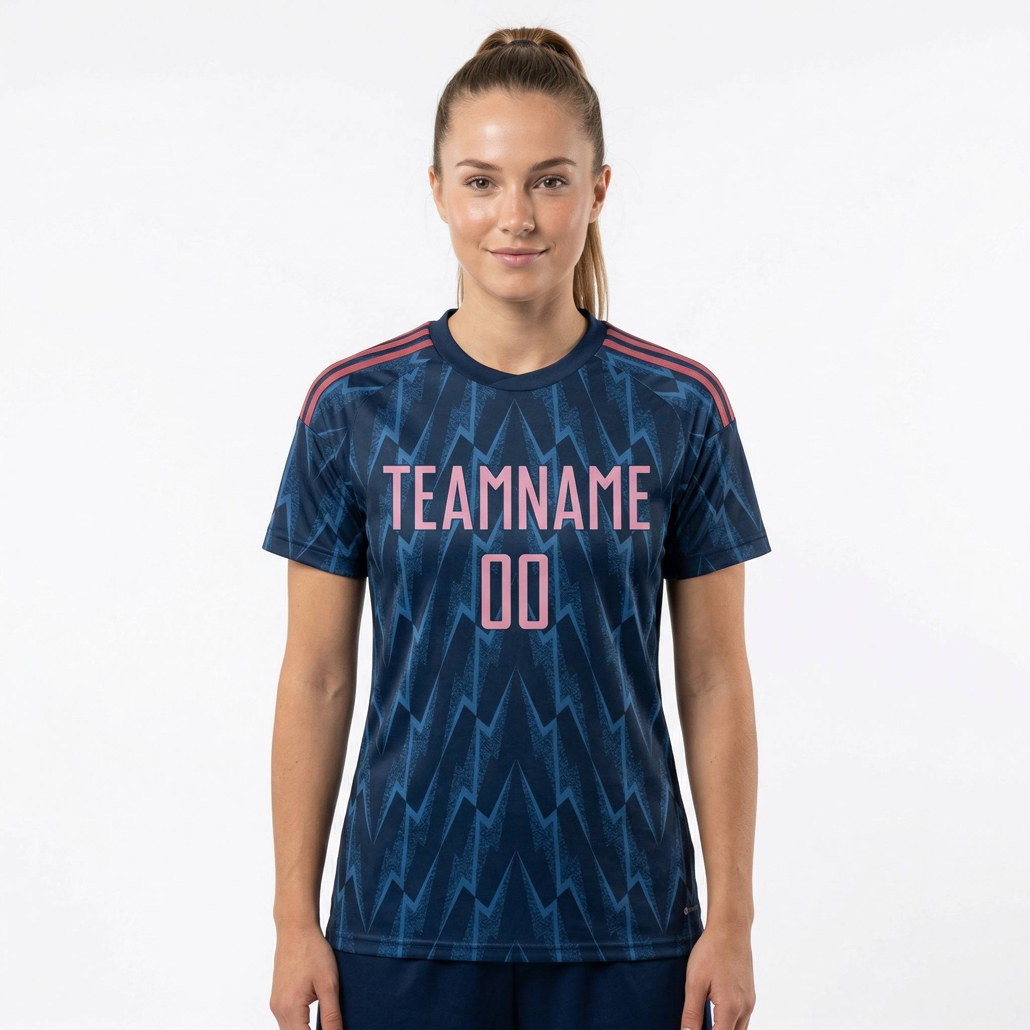 Custom Navy & Pink Custom Soccer Jersey