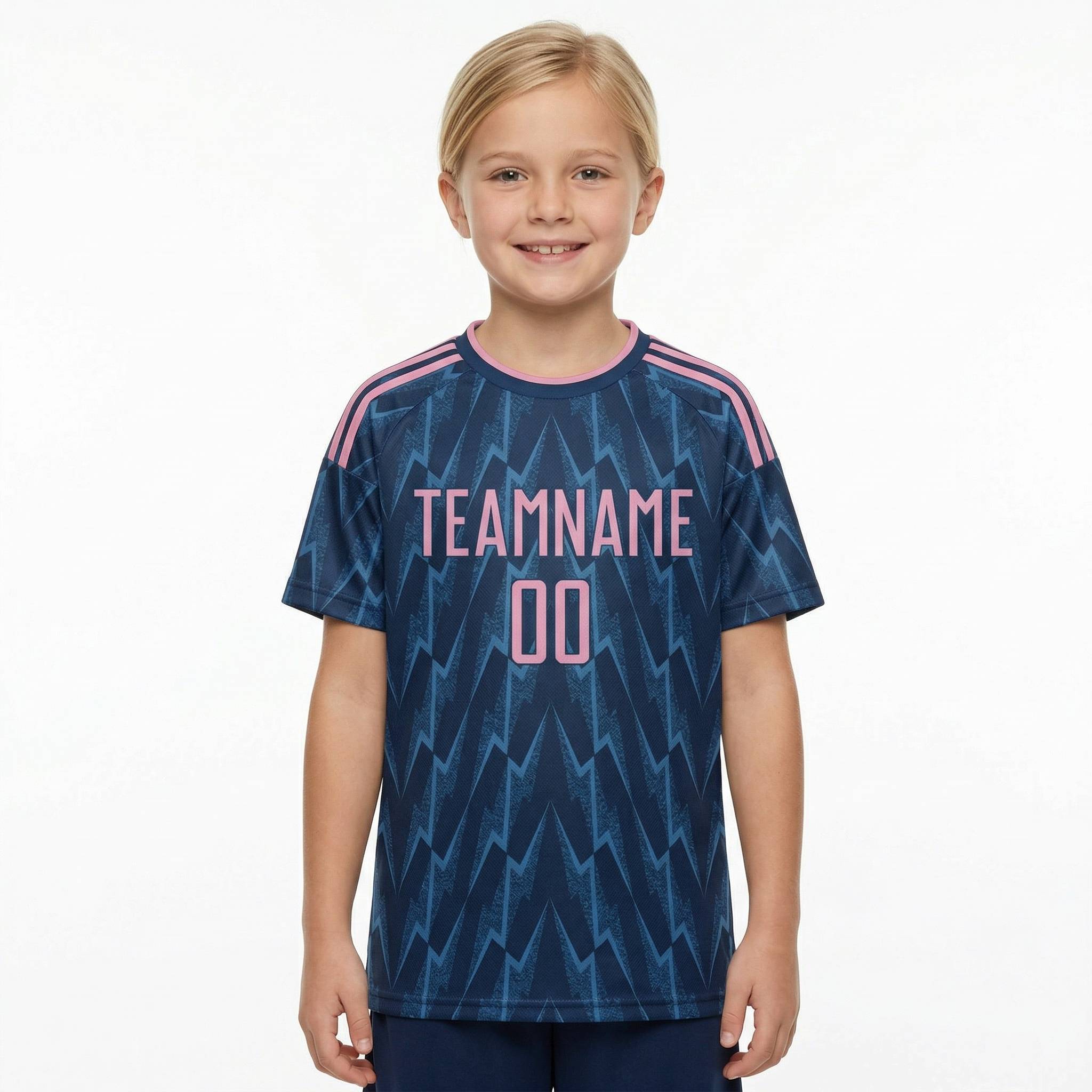 Custom Navy & Pink Custom Soccer Jersey