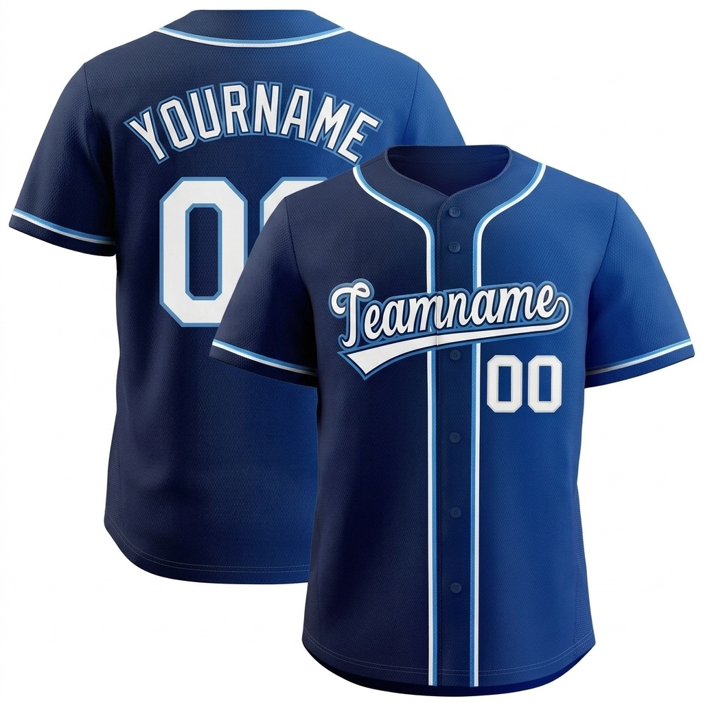 Custom Navy & Royal/White Gradient Fashion Baseball Jersey