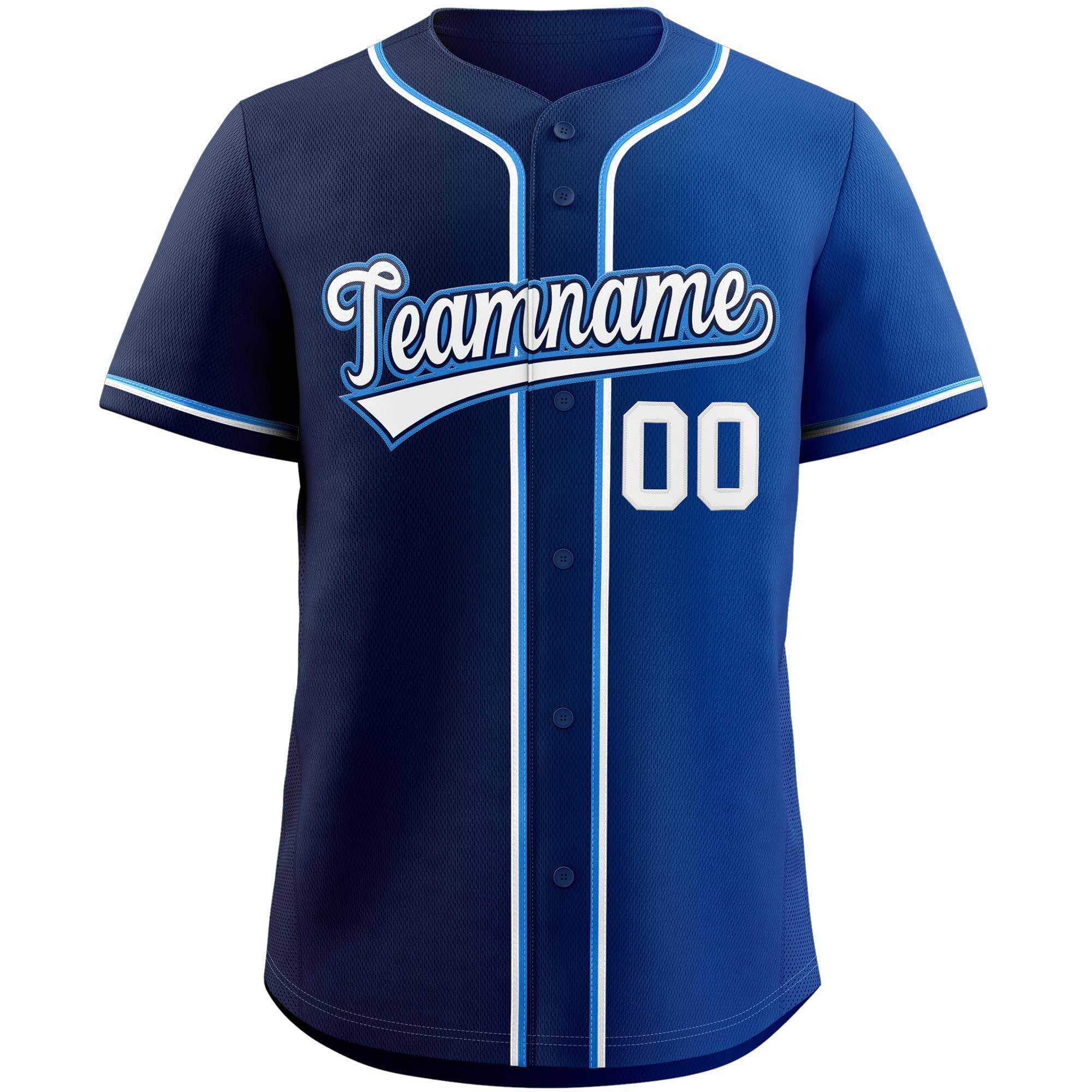 Custom Navy & Royal/White Gradient Fashion Baseball Jersey