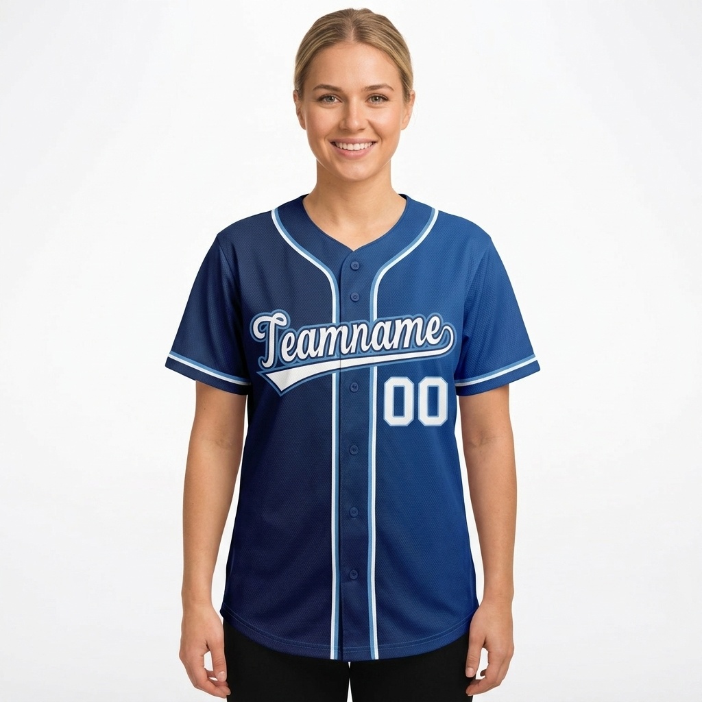Custom Navy & Royal/White Gradient Fashion Baseball Jersey