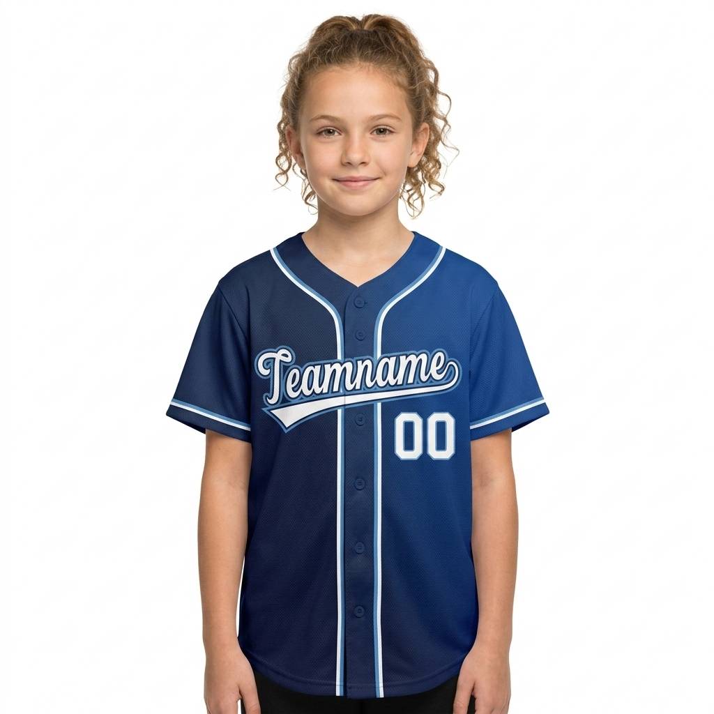 Custom Navy & Royal/White Gradient Fashion Baseball Jersey