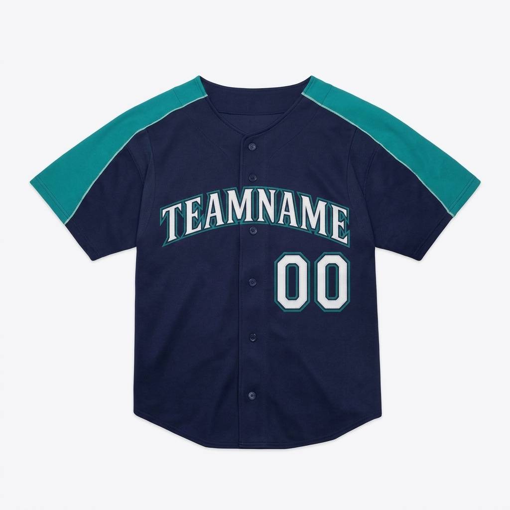 Custom Navy & White/Aqua Baseball Classic Jersey