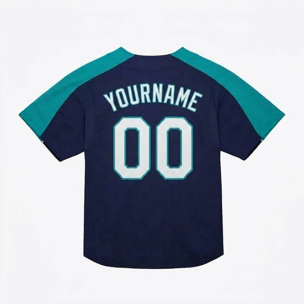 Custom Navy & White/Aqua Baseball Classic Jersey