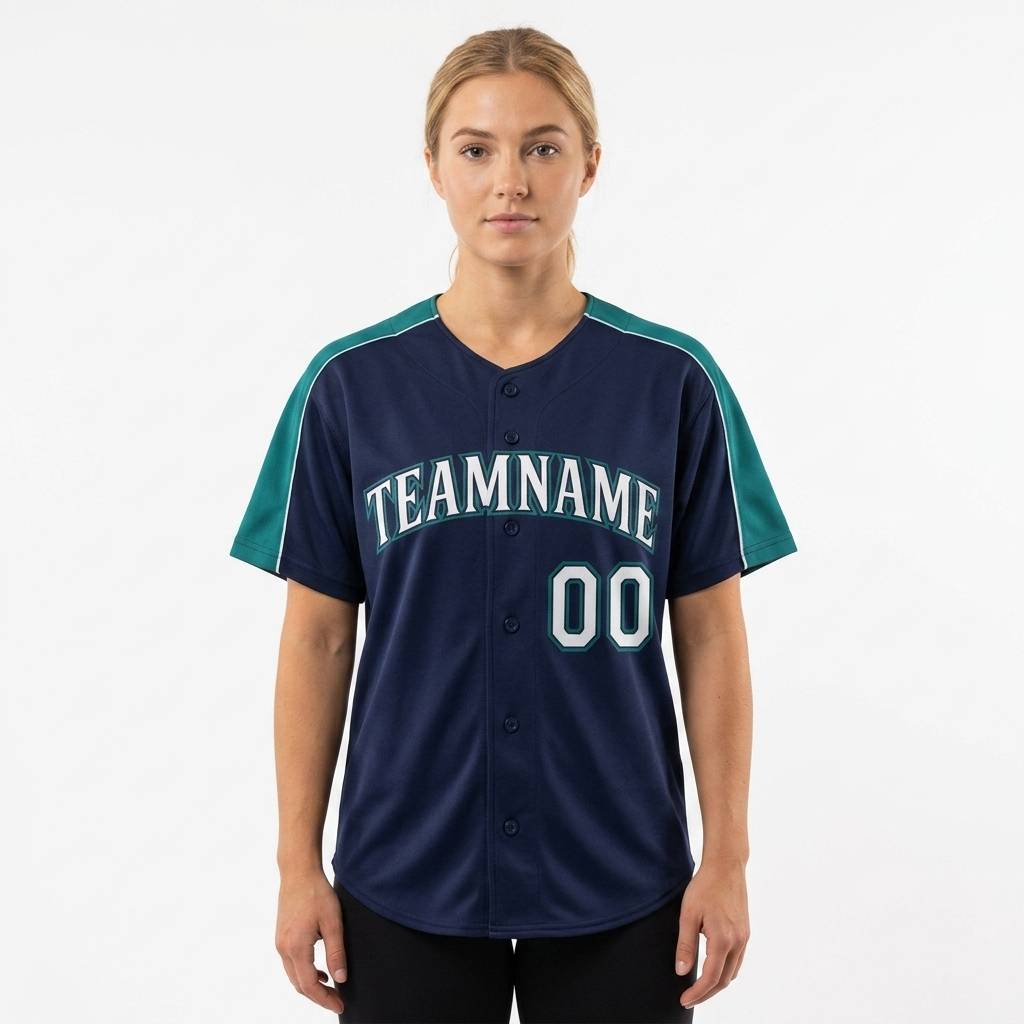 Custom Navy & White/Aqua Baseball Classic Jersey