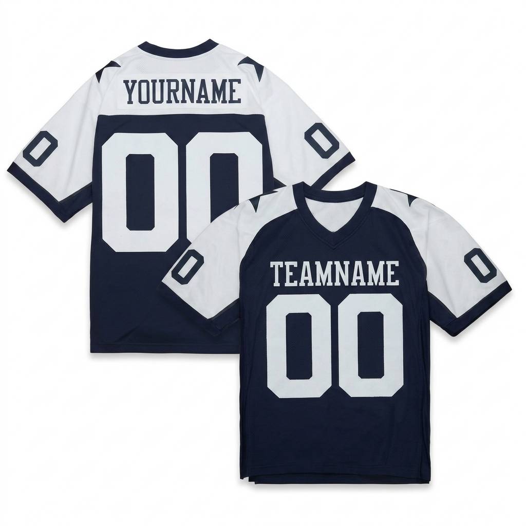 Custom Navy & White Classic Football Jersey