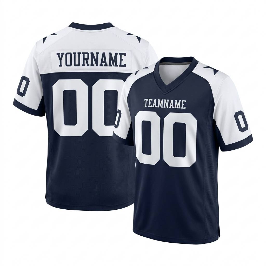Custom Navy & White Classic Football Jersey