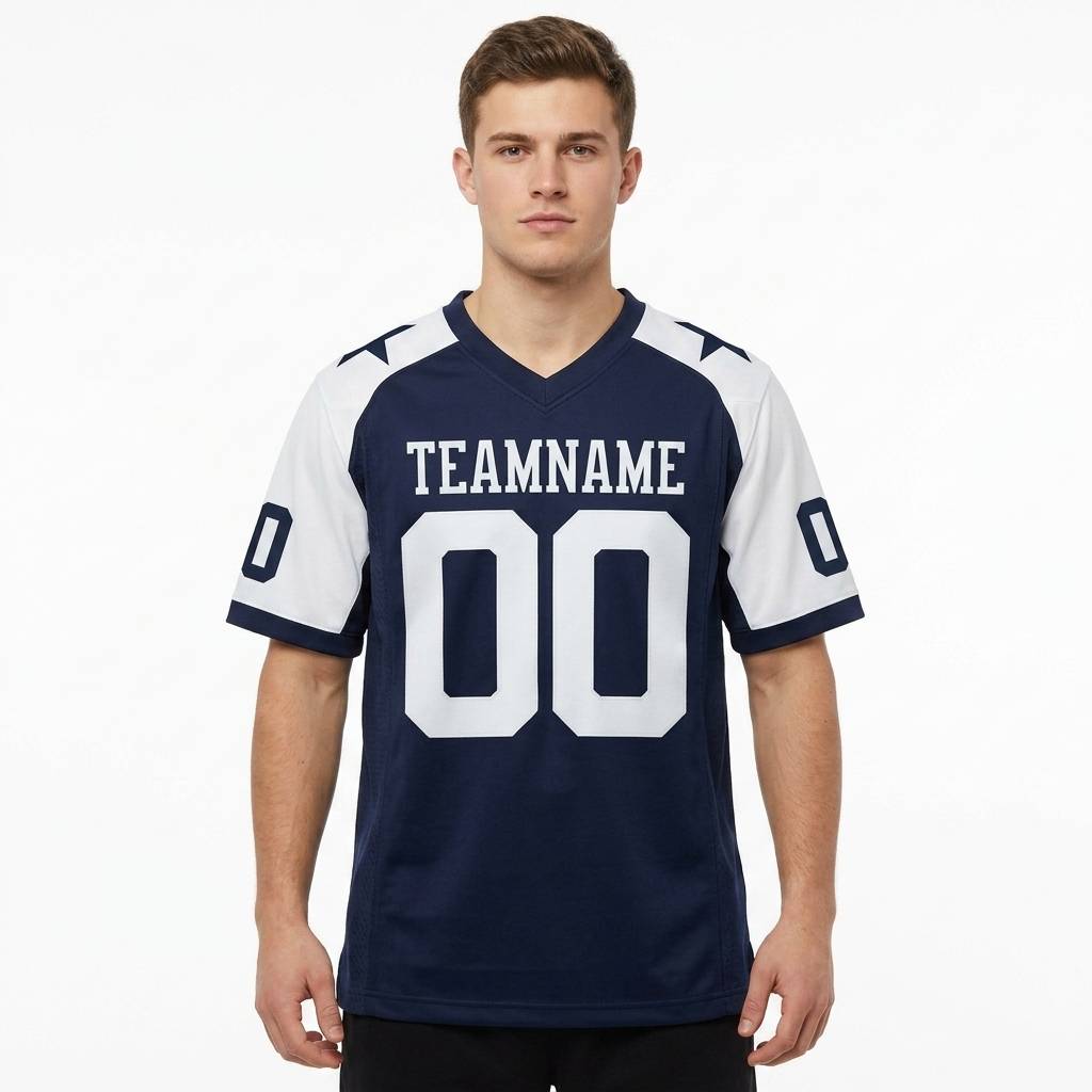 Custom Navy & White Classic Football Jersey