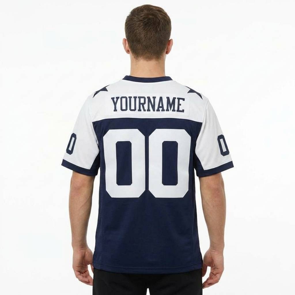 Custom Navy & White Classic Football Jersey