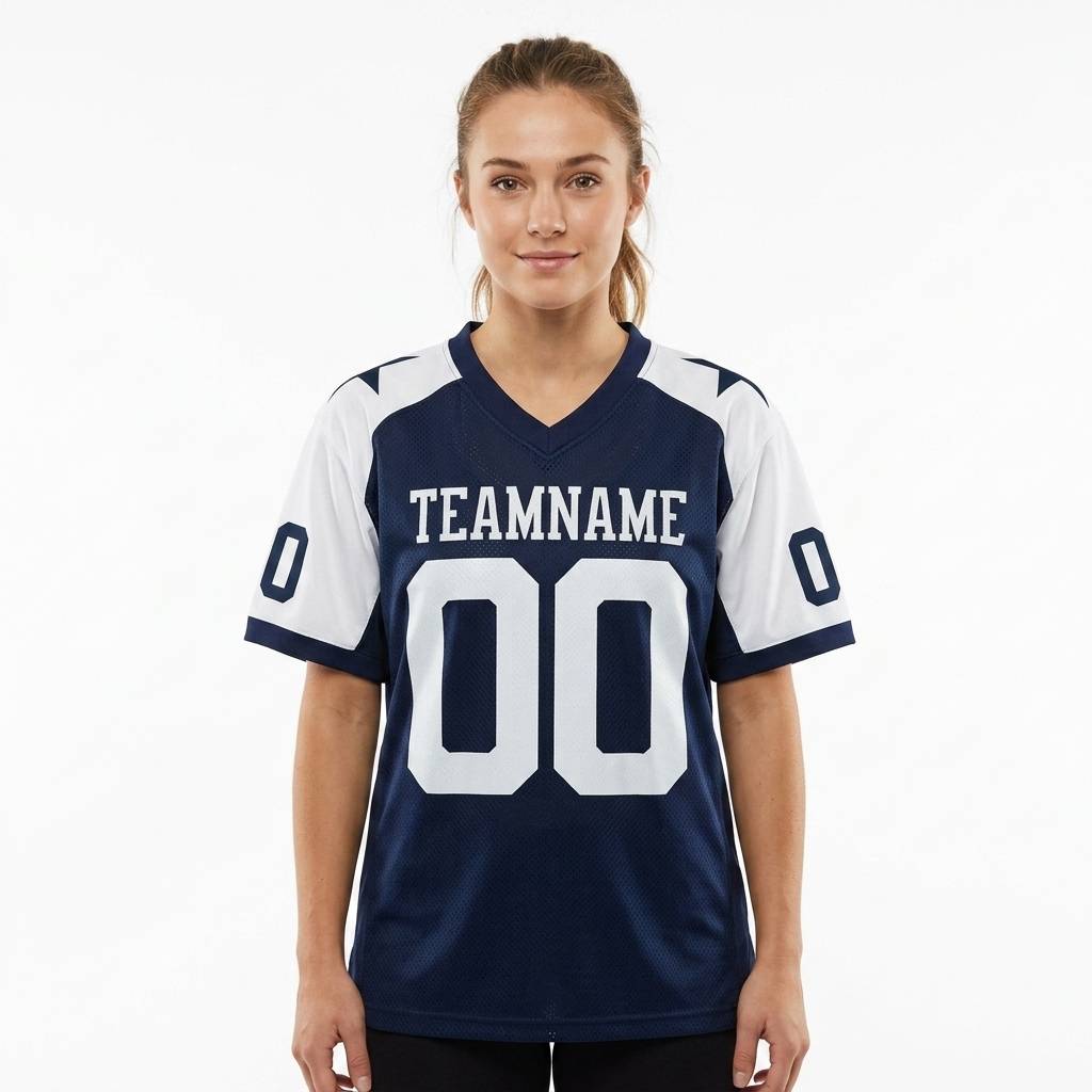 Custom Navy & White Classic Football Jersey