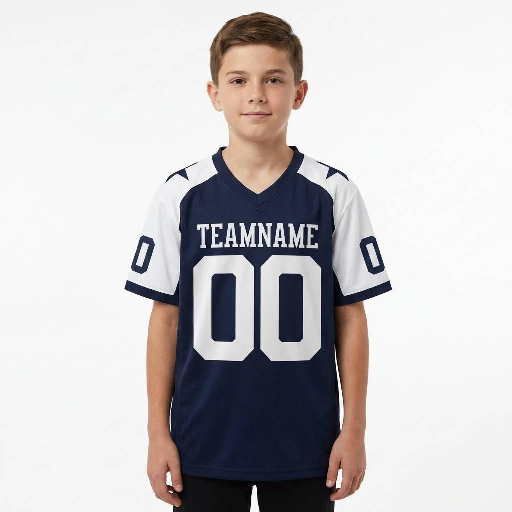 Custom Navy & White Classic Football Jersey