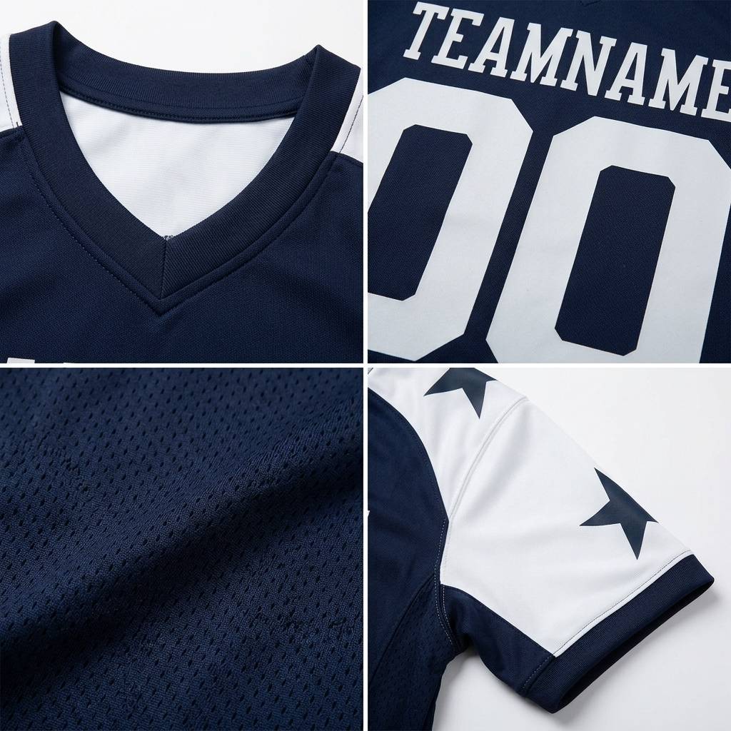 Custom Navy & White Classic Football Jersey