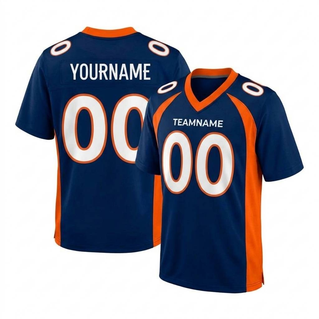 Custom Navy & White/Orange Classic Football Jersey