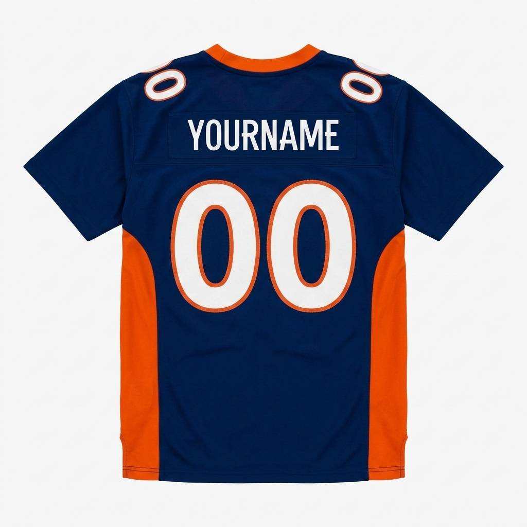 Custom Navy & White/Orange Classic Football Jersey