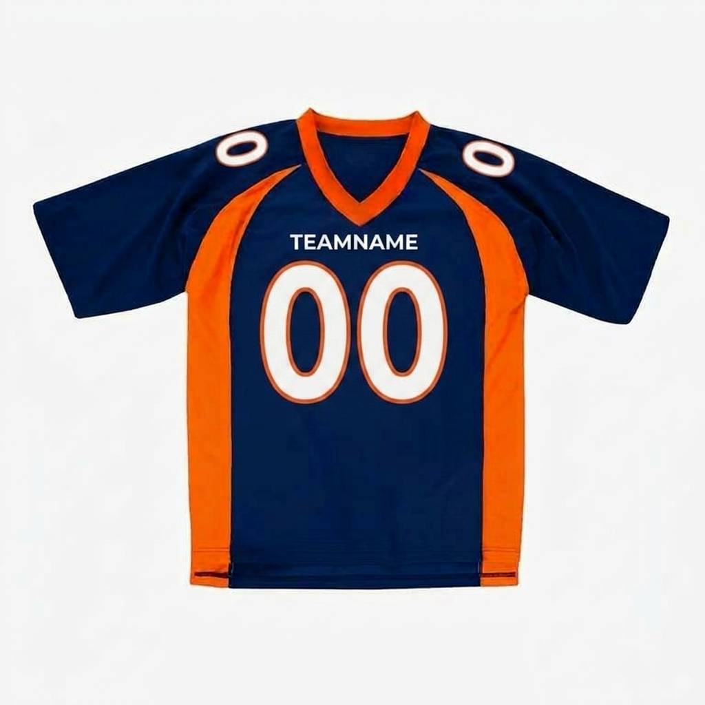 Custom Navy & White/Orange Classic Football Jersey