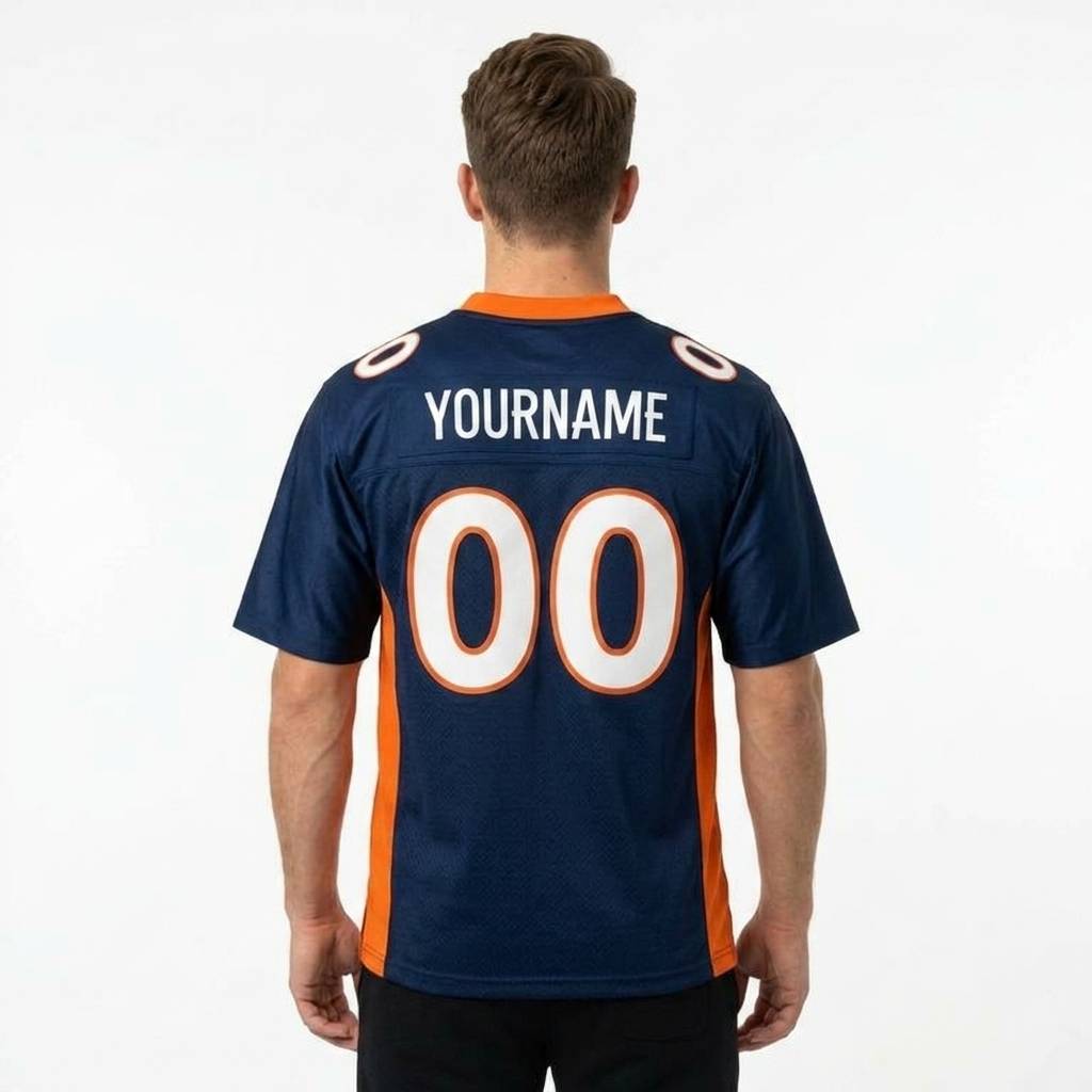 Custom Navy & White/Orange Classic Football Jersey