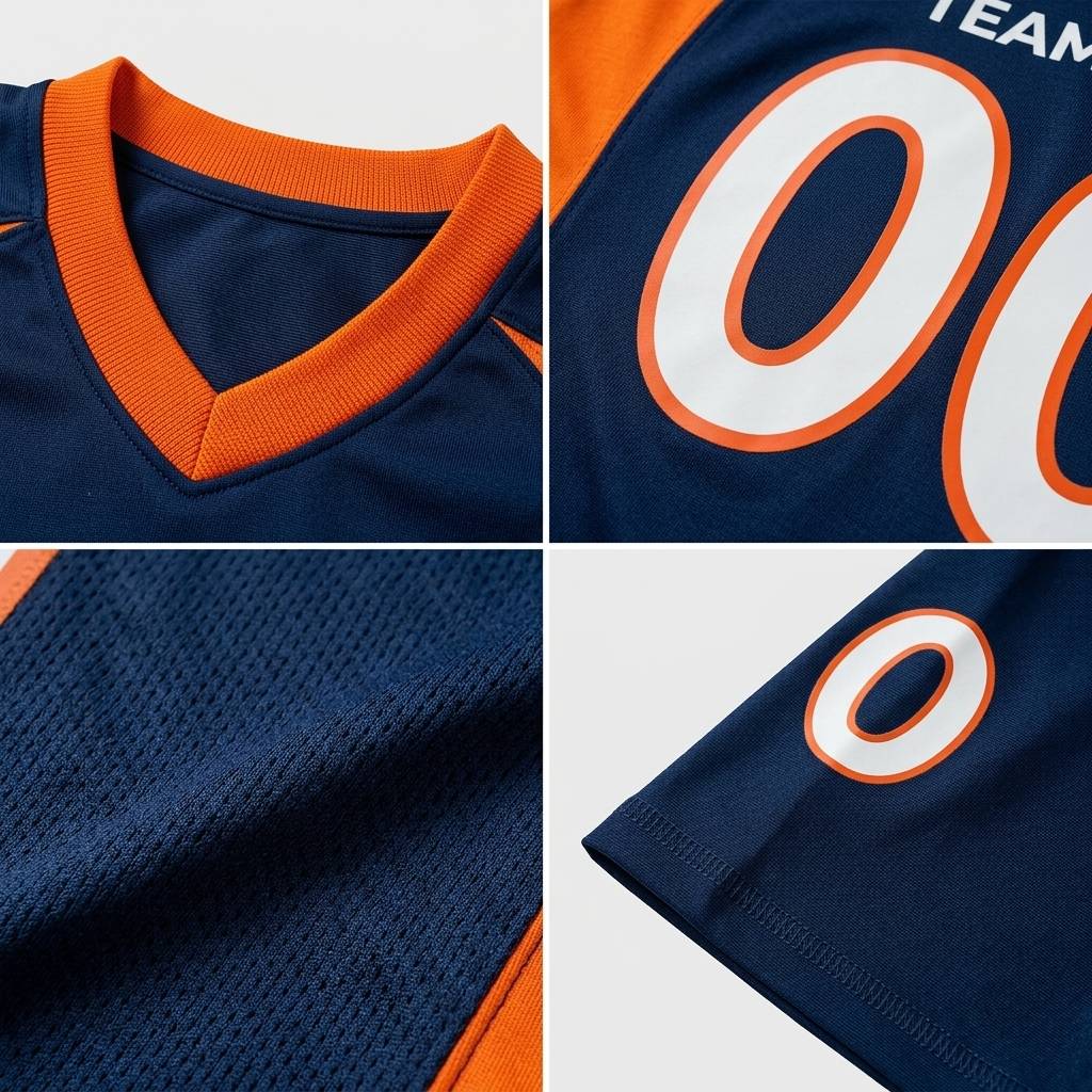 Custom Navy & White/Orange Classic Football Jersey