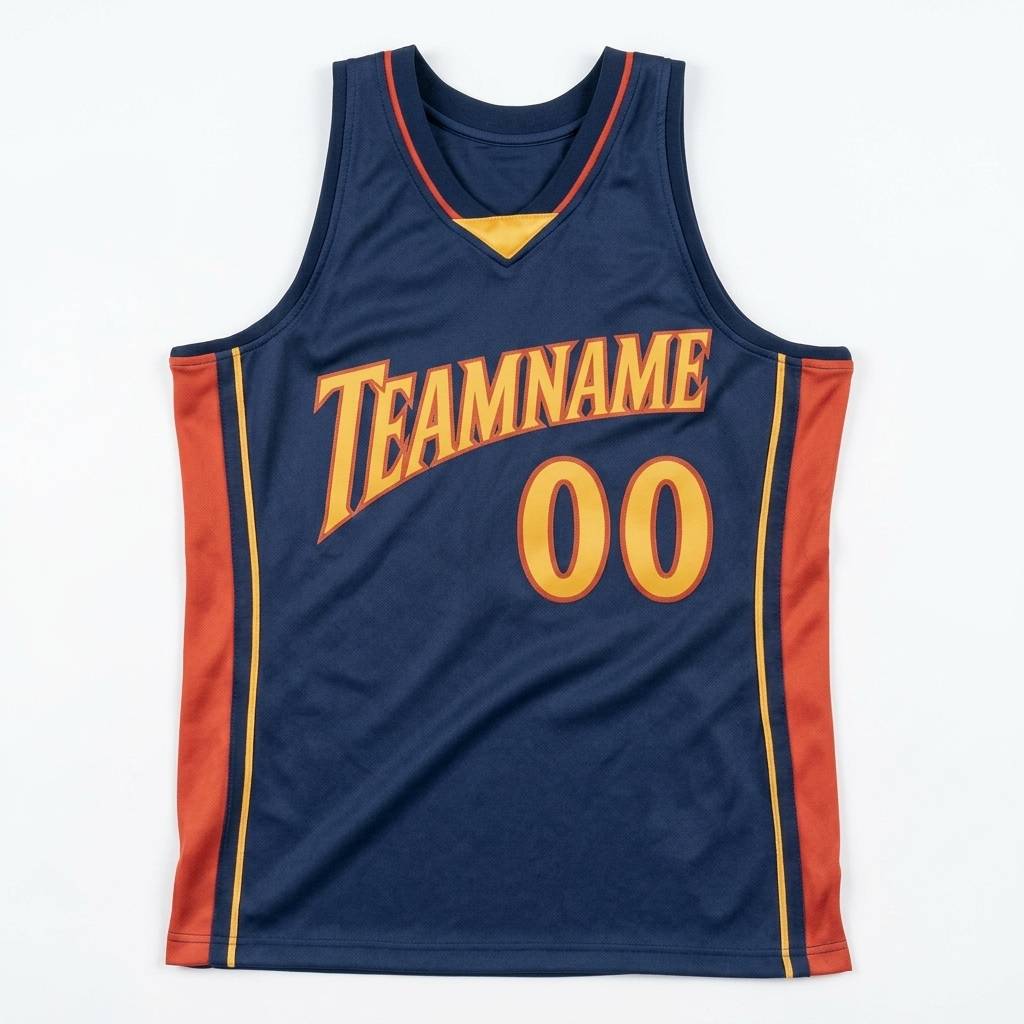 Custom Navy & Yellow/Orange Basketball Classic Jersey