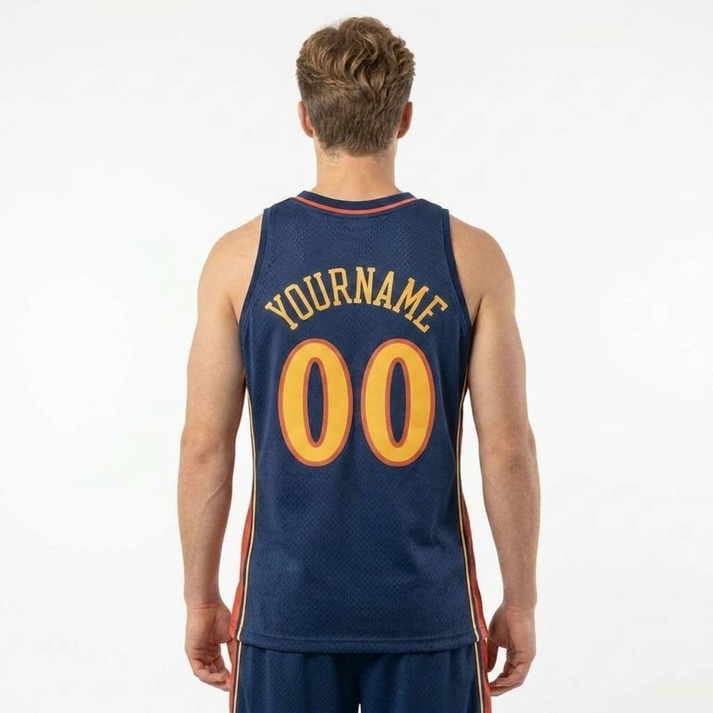 Custom Navy & Yellow/Orange Basketball Classic Jersey