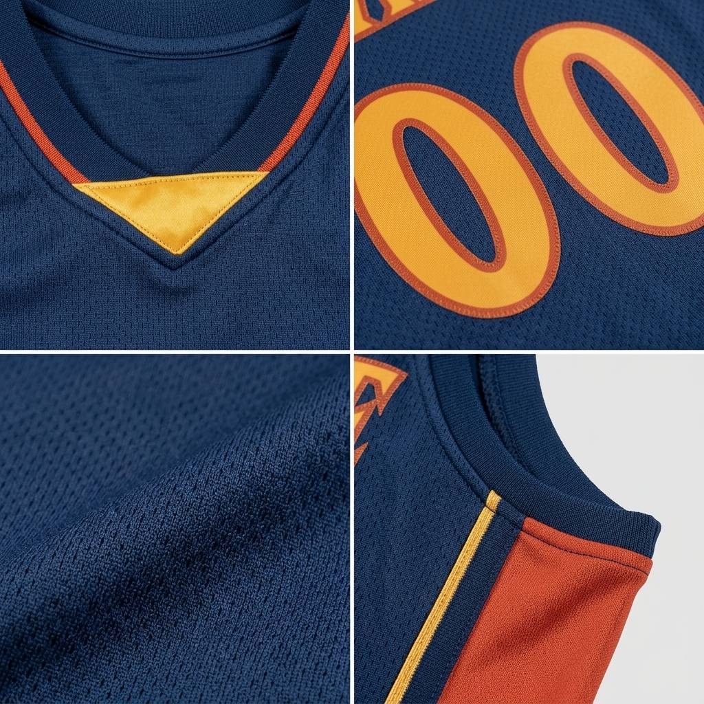 Custom Navy & Yellow/Orange Basketball Classic Jersey