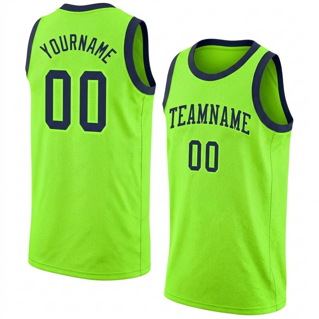Custom Neon Green & Navy Basketball City Edition Jersey
