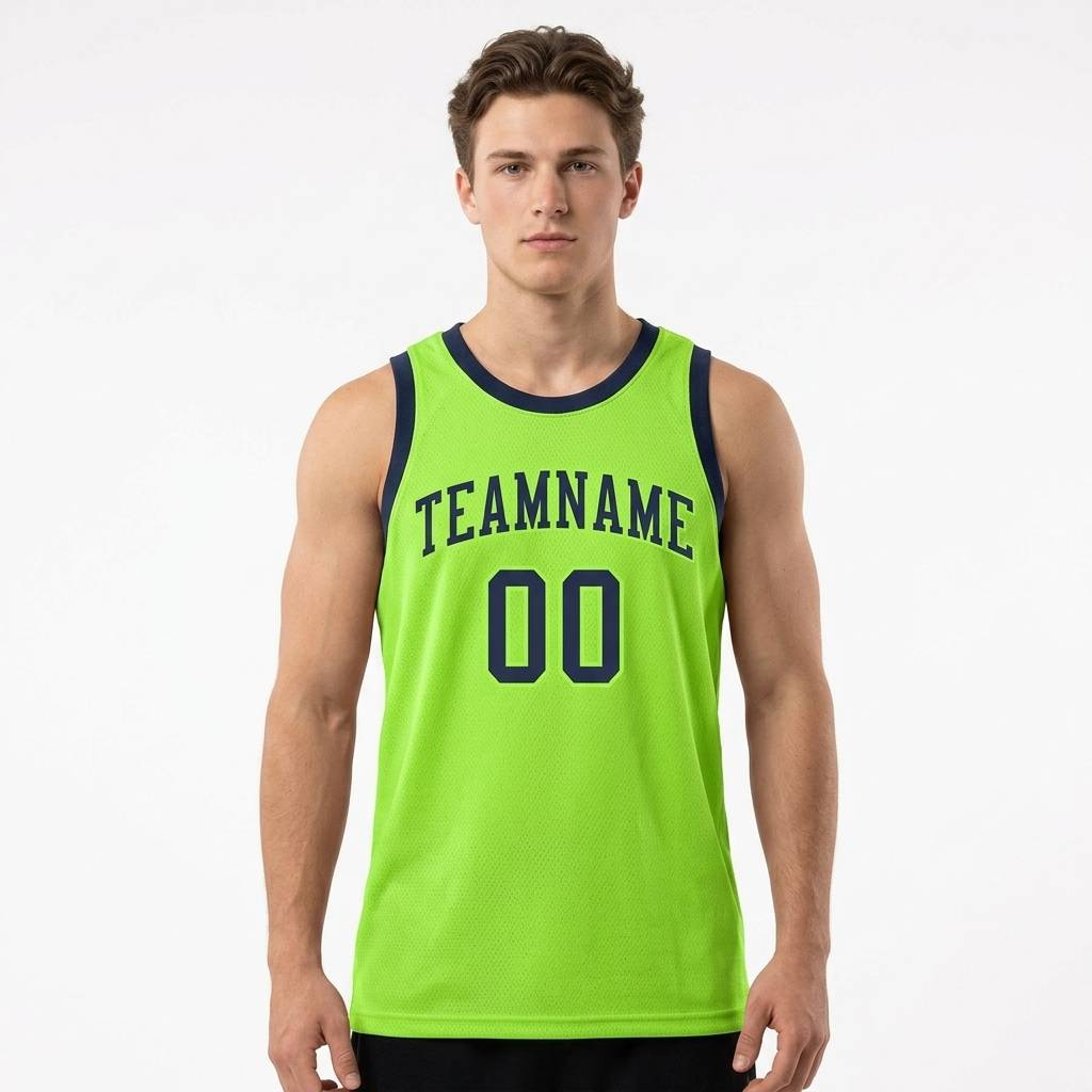 Custom Neon Green & Navy Basketball City Edition Jersey