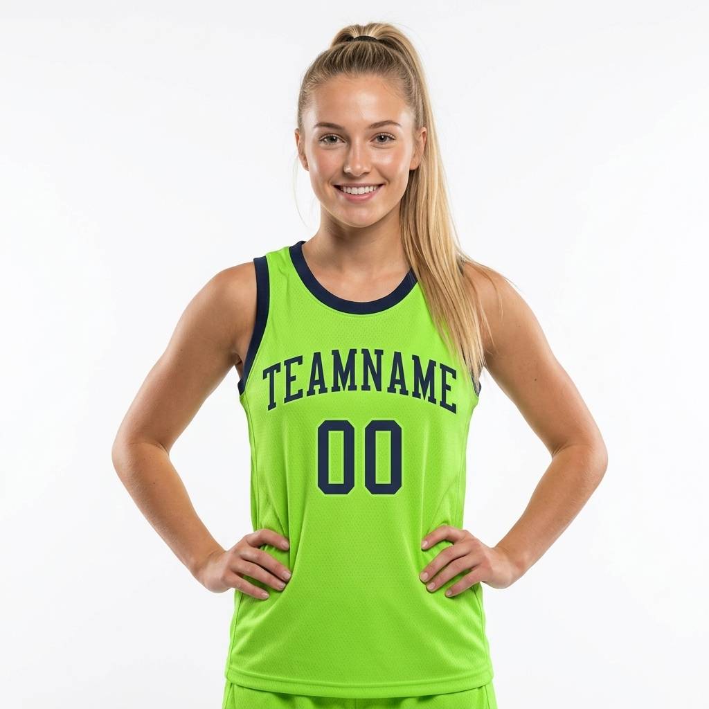 Custom Neon Green & Navy Basketball City Edition Jersey