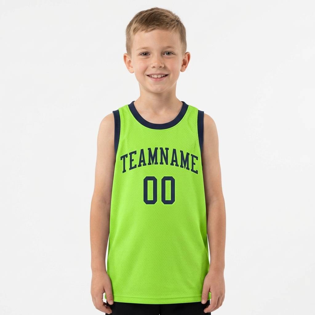 Custom Neon Green & Navy Basketball City Edition Jersey
