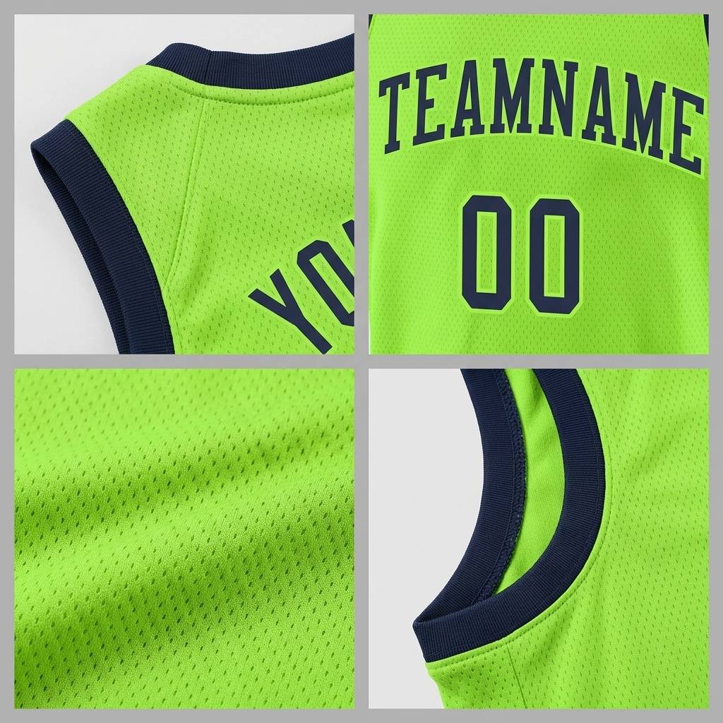 Custom Neon Green & Navy Basketball City Edition Jersey