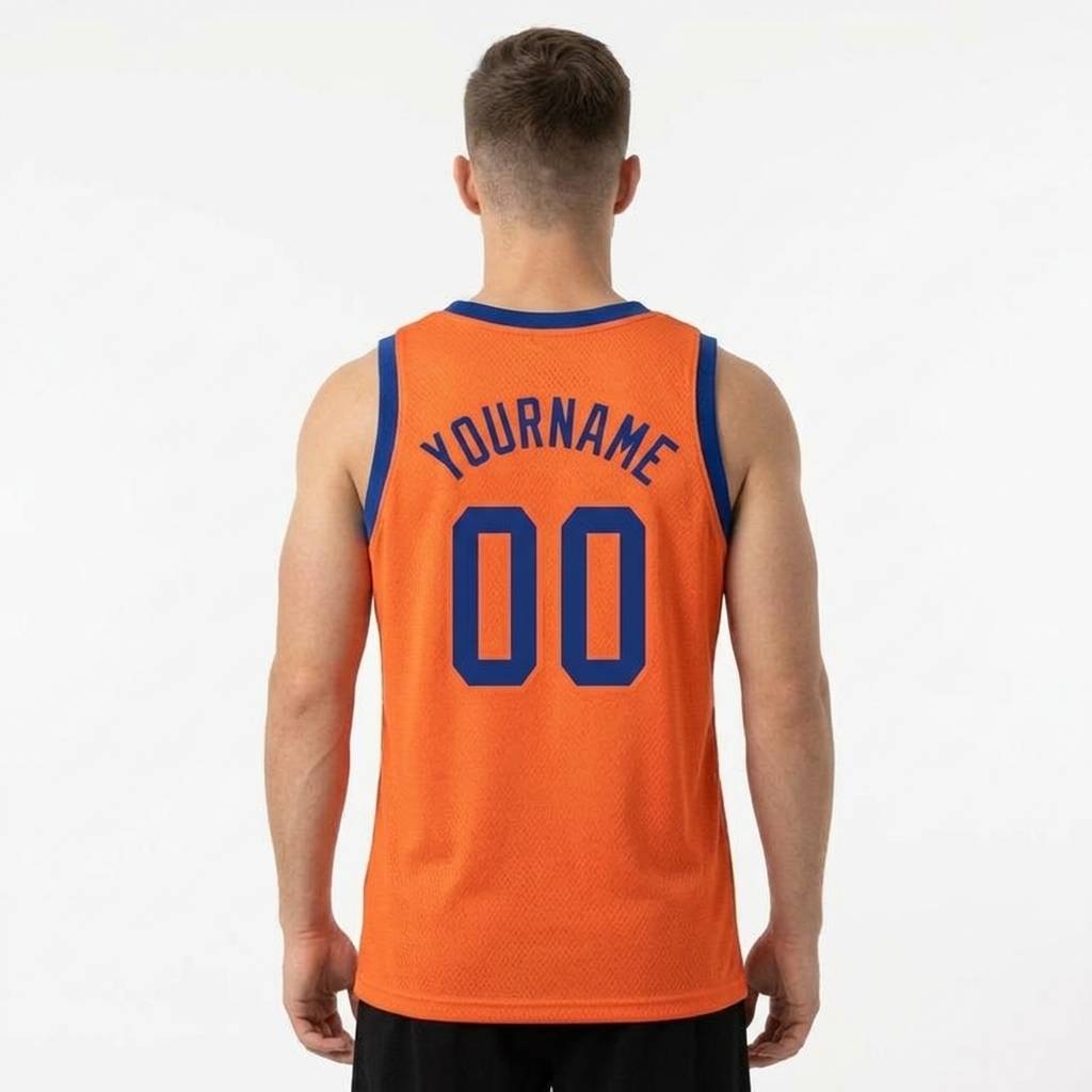 Custom Neon Orange & Navy Basketball City Edition Jersey