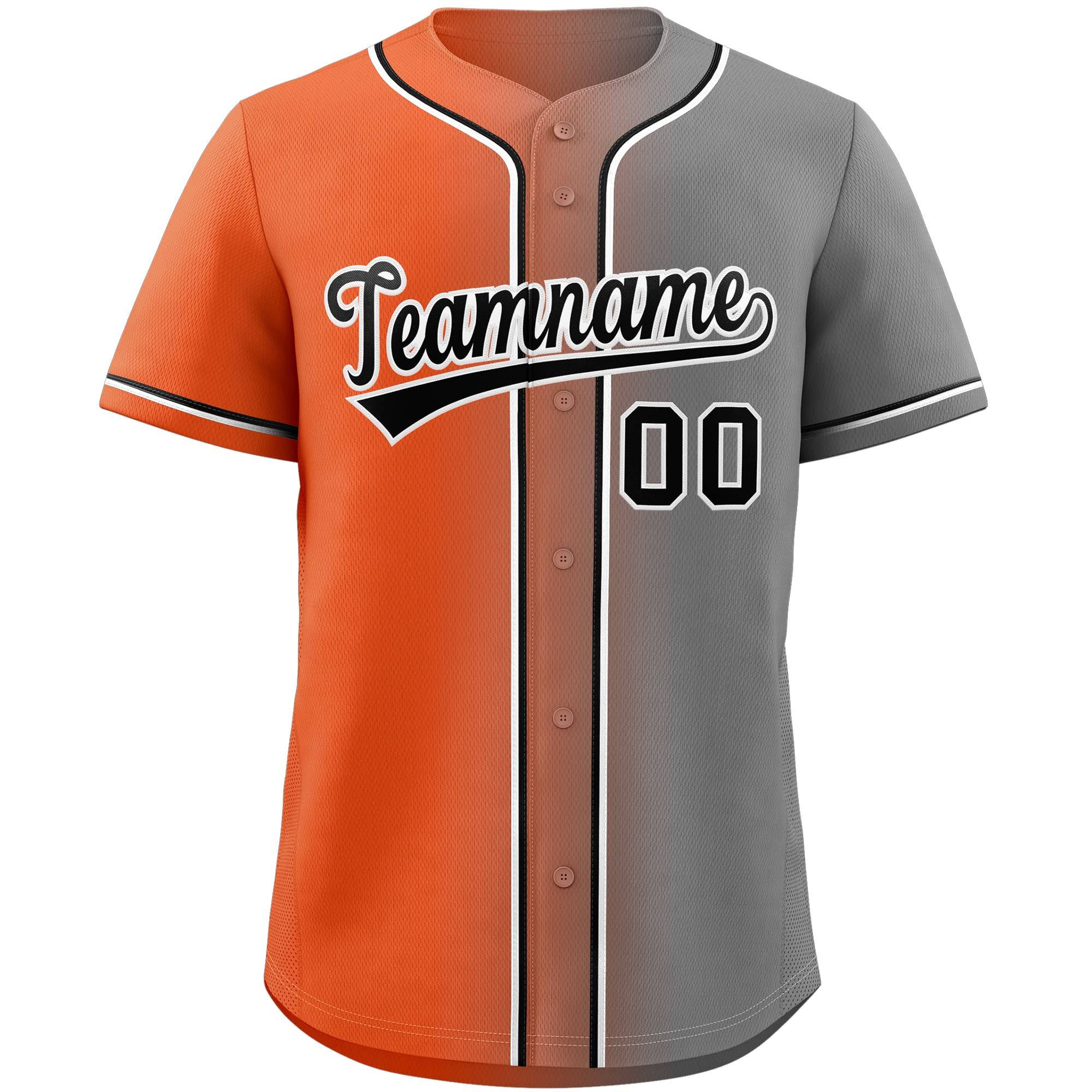 Custom Orange & Grey/Navy-White Gradient Fashion Baseball Jersey