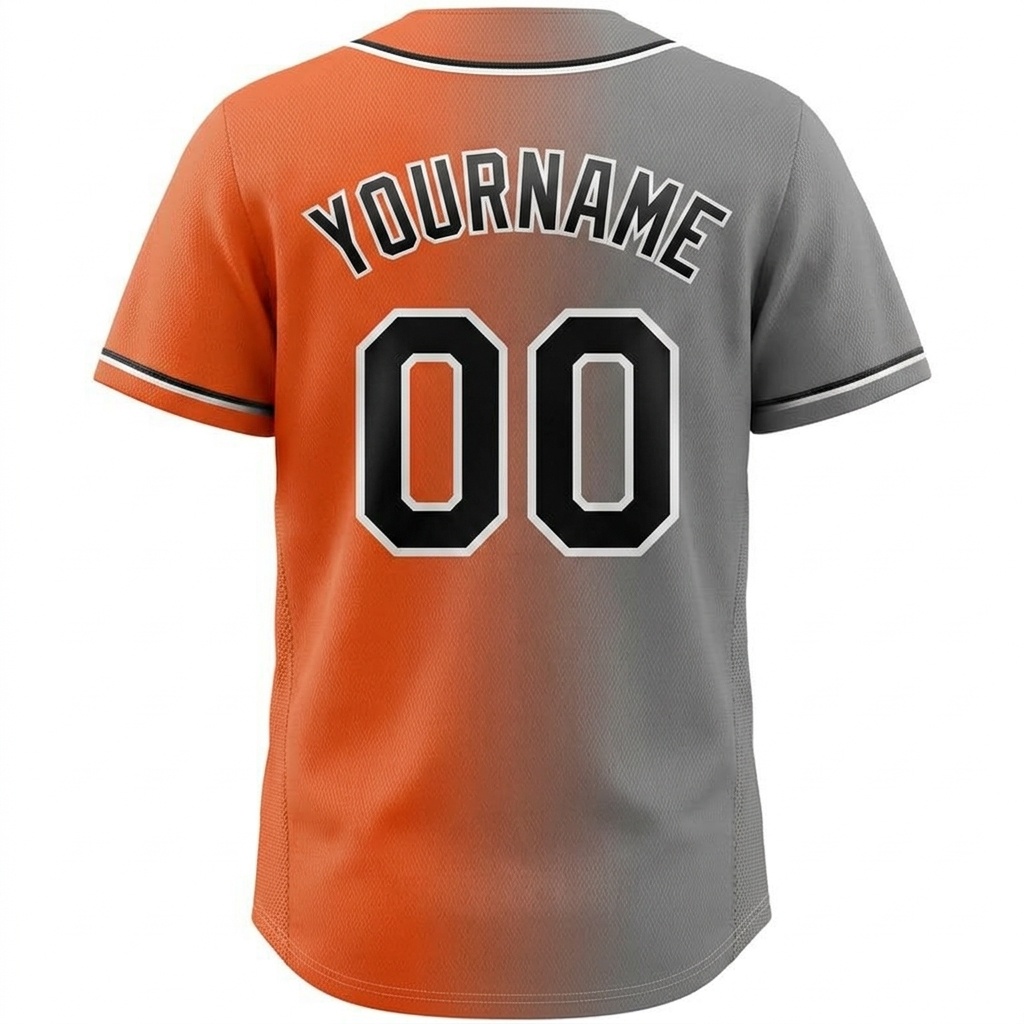 Custom Orange & Grey/Navy-White Gradient Fashion Baseball Jersey