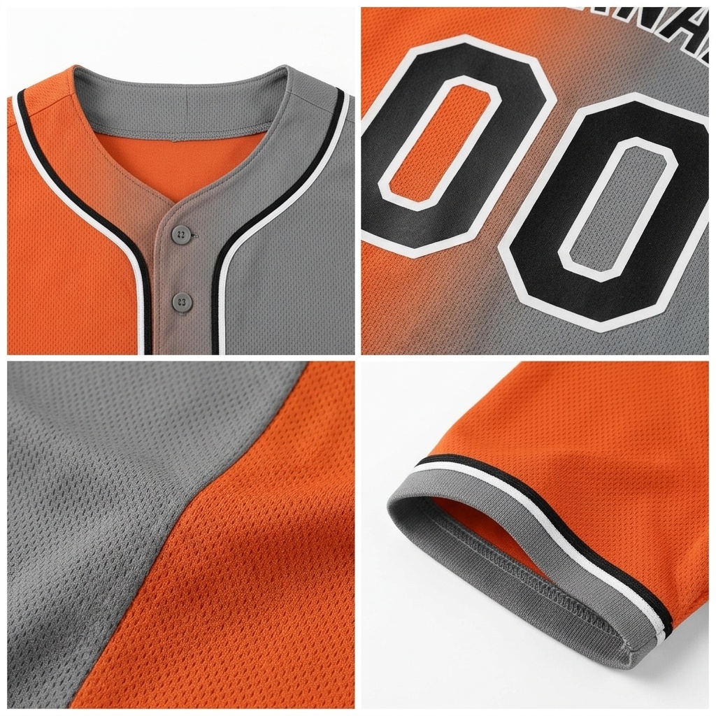 Custom Orange & Grey/Navy-White Gradient Fashion Baseball Jersey