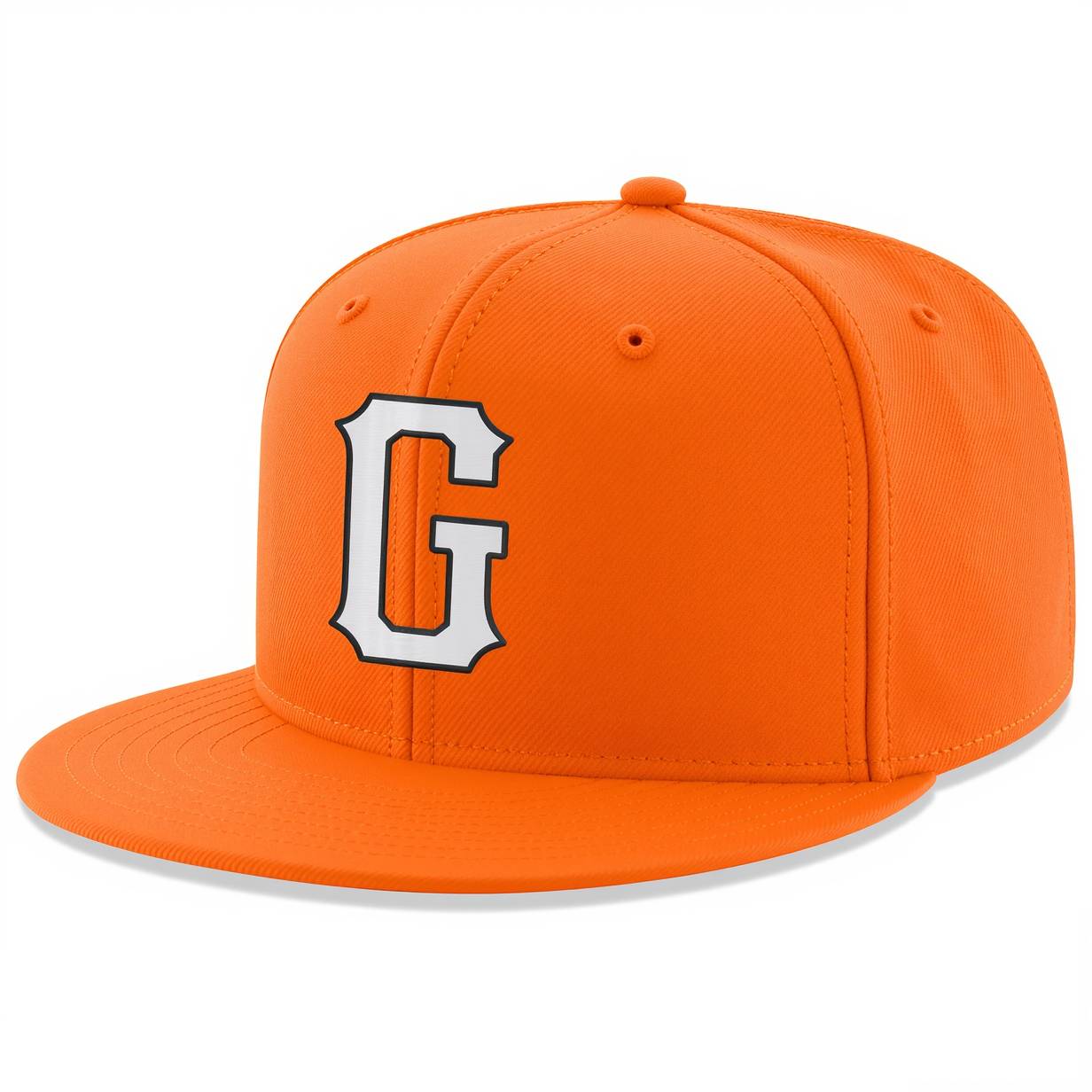 Custom Orange & White/Black Stitched Adjustable Snapback Hat