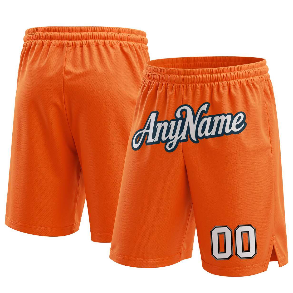 Custom Orange & White/Navy Basketball Shorts
