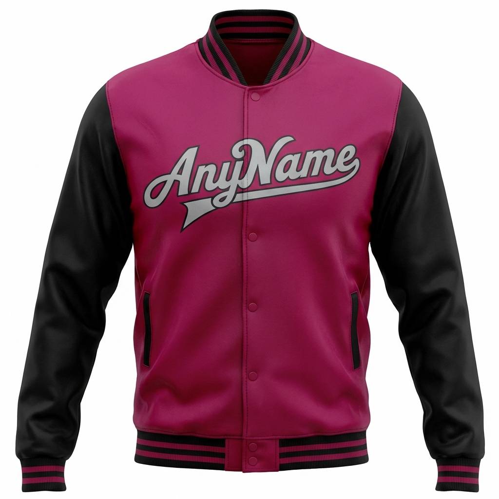 Custom Pink & Black/White Full-Snap Raglan Sleeve Fleece Jacket