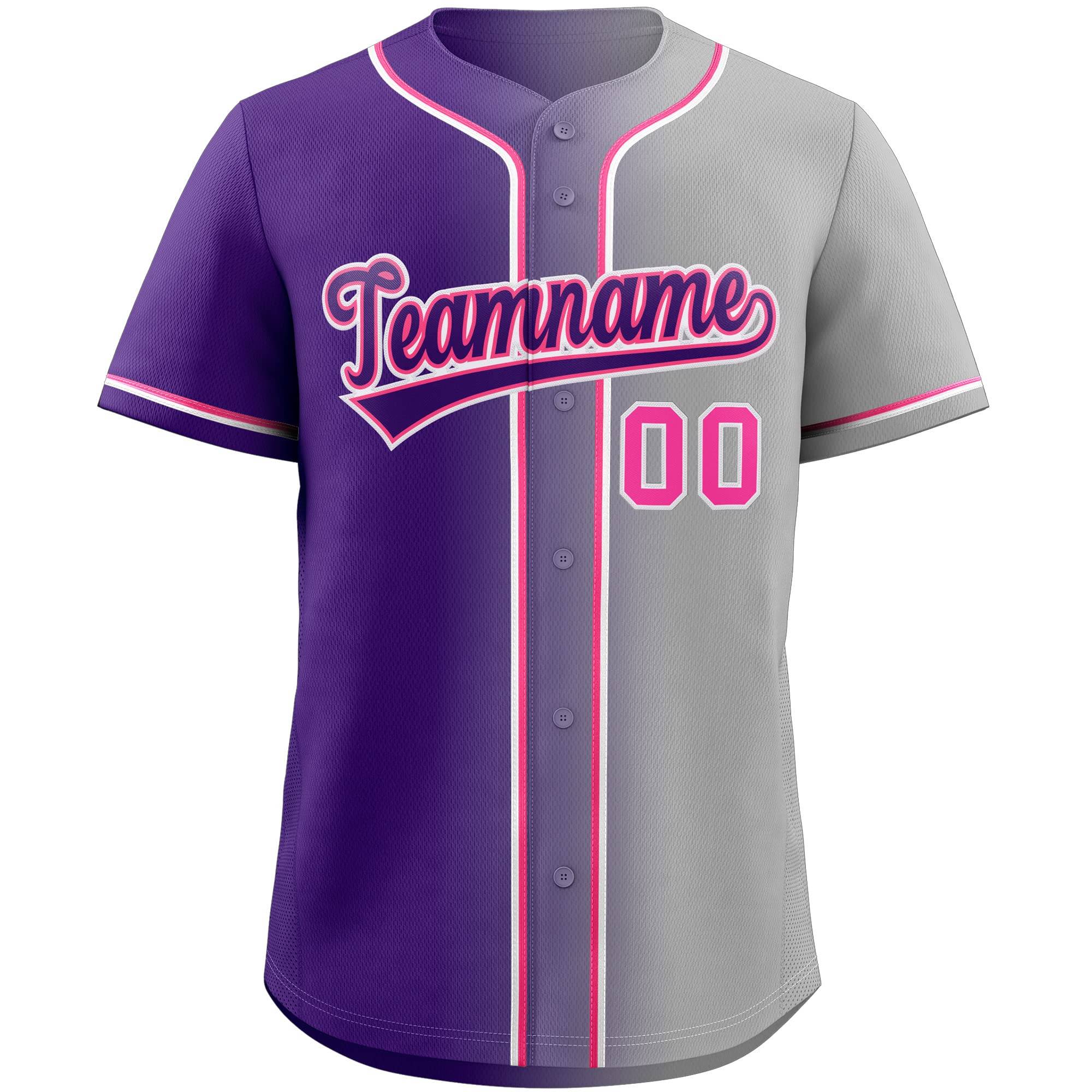 Custom Purple & Pink/White Gradient Fashion Baseball Jersey